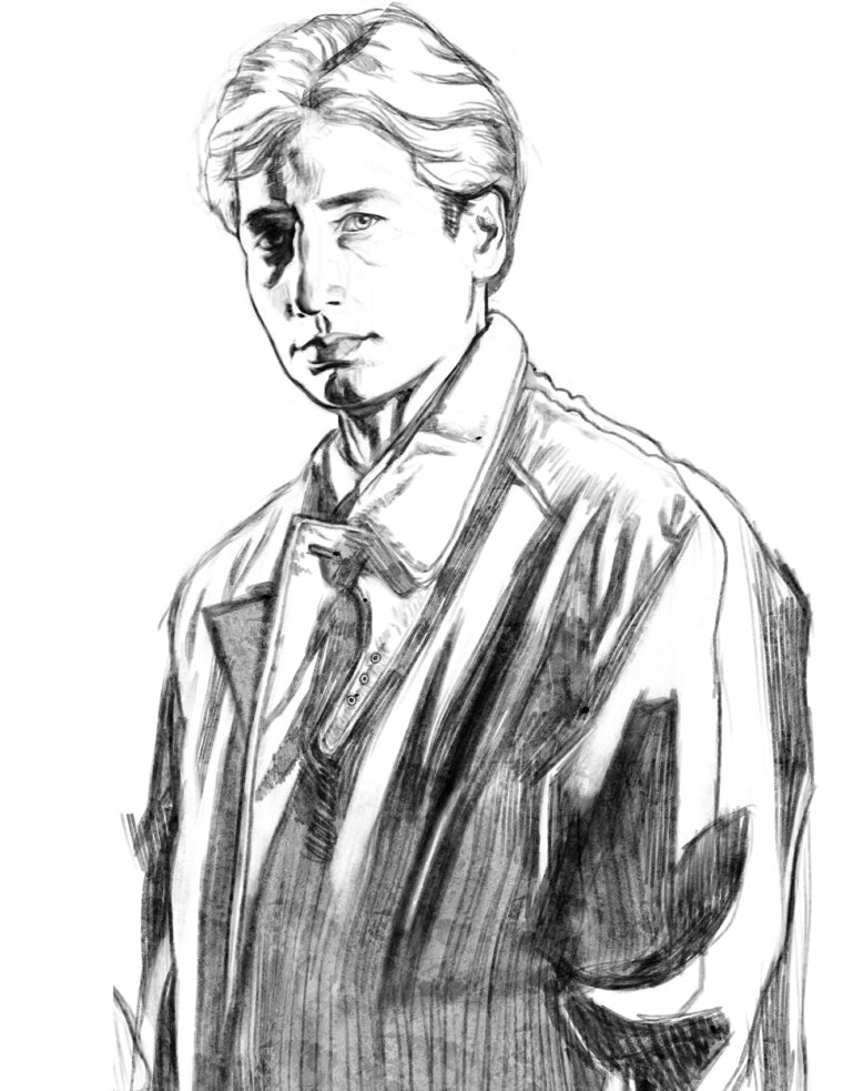 Boceto digital de Mulder de los Archivos X