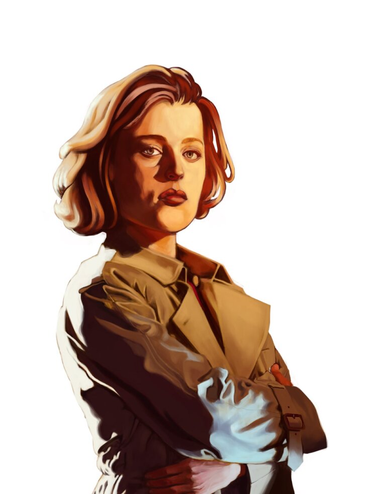 Pintura digital de Scully de los Archivos X